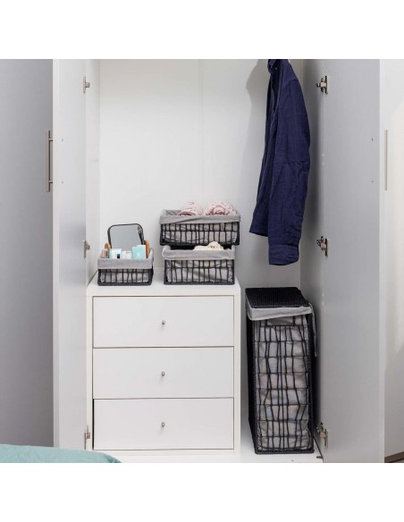 Καλάθι Απλύτων Nest 37x22x55cm 2 Θέσεων Μαύρο 02-28077 Estia