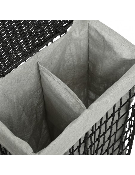 Καλάθι Απλύτων Nest 37x22x55cm 2 Θέσεων Μαύρο 02-28077 Estia