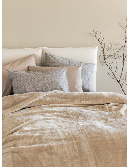 Κουβέρτα Βελουτέ Υπέρδιπλη 220x240 Palamaiki Dream Velour/3 Sandy