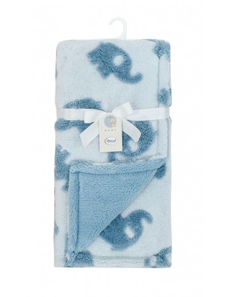 Κουβέρτα Sherpa Jacquard bebe 460 gsm Elephant 08 75X100 Sky Blue 100% Polyester Dimcol