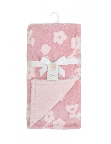 Κουβέρτα Sherpa Jacquard bebe 460 gsm Flower 09 75X100 Coral 100% Polyester Dimcol