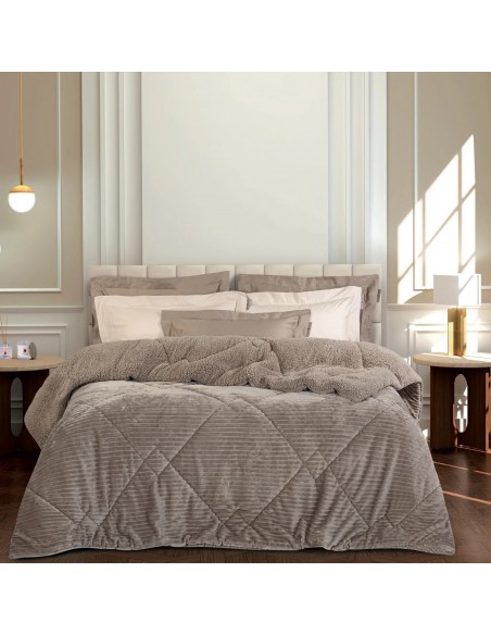 Κουβερτοπάπλωμα Υπέρδιπλο (220X240) Ribb Taupe - MCDECOR
