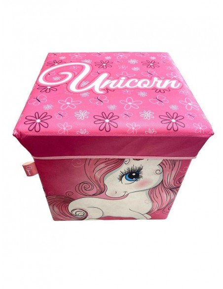 Κουτί-Σκαμπό Unicorn 10 30X30X30 Pink Dimcol