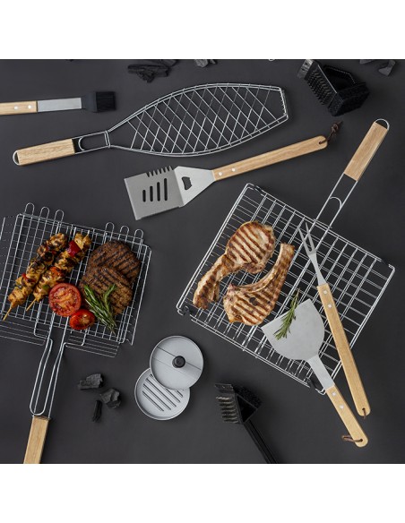 Σχάρα ψησίματος διπλή BBQ Guru μεταλλική 35x25cm NAVA
