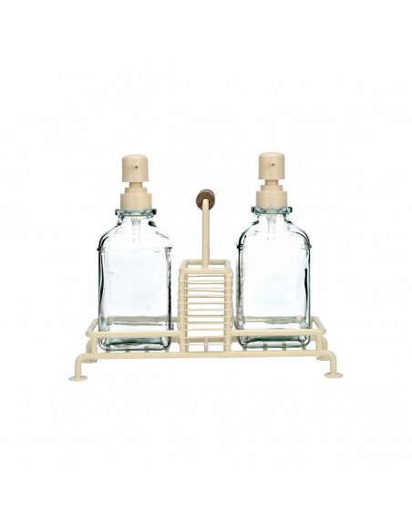 ΔΟΧΕΙΑ ΥΓΡΟΥ ΠΙΑΤΩΝ ALLURE 2x300ml ΜΕ ΜΕΤΑΛΛΙΚΗ ΒΑΣΗ & ΘΗΚΗ ΓΙΑ ΣΦΟΥΓΓΑΡΙ IVORY ESTIA 01-26226