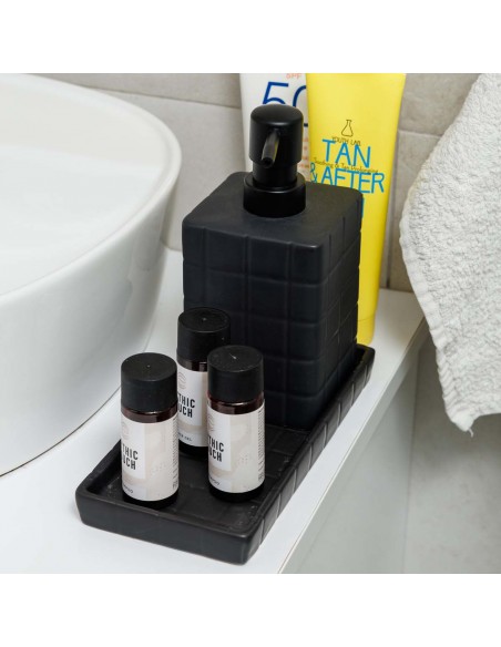 Αντλία Σαπουνιού Tiles Κεραμική 450ml 7.5x15cm Μαύρη Estia 02-27698