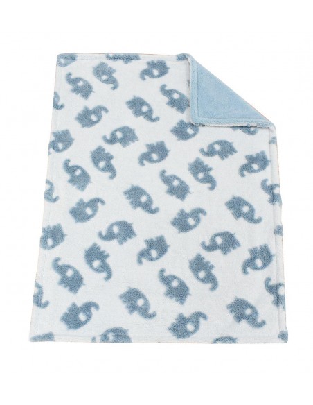 Κουβέρτα Sherpa Jacquard bebe 460 gsm Elephant 08 75X100 Sky Blue 100% Polyester Dimcol