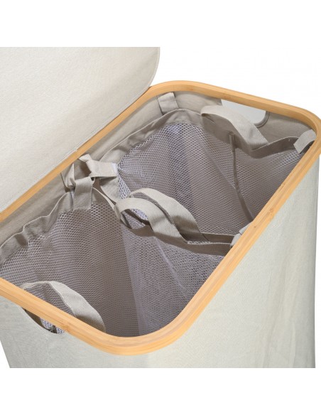 Καλάθι Απλύτων Bamboo Essentials 144lt Με Καπάκι με 2 Mesh Bags Γκρί 02-26974 estia