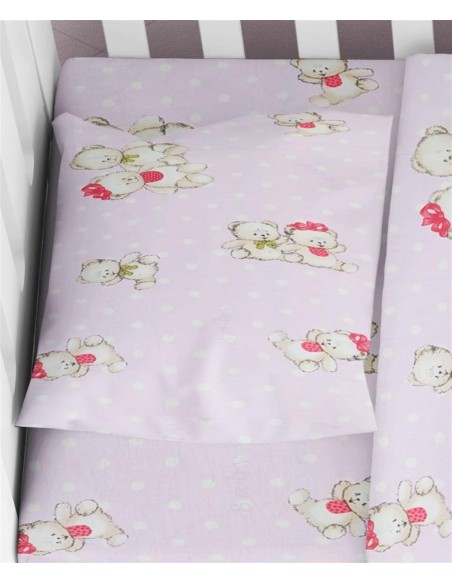 ΣΕΝΤΟΝΙΑ ΕΜΠΡΙΜΕ ΣΕΤ 2 τεμ Two Lovely Bears 65 160Χ240 Lila Cotton 100% Dimcol Kids
