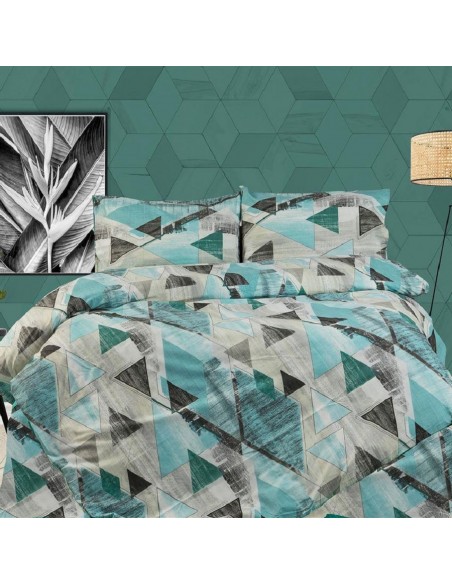 ΣΕΝΤΟΝΙΑ ΕΜΠΡΙΜΕ ΣΕΤ 4 τεμ Geometrical 332 220X240 Petrol  Flannel Dimcol