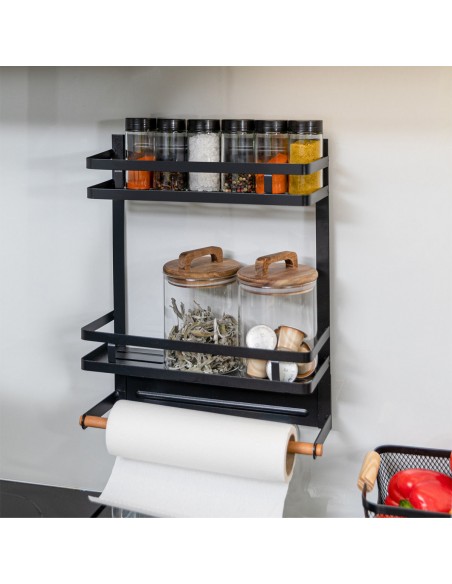 Ραφιέρα Κουζίνας Μεταλλική Διώροφη 30x11x37cm Με Βάση Για Ρολό Κουζίνας εstia 02-18153