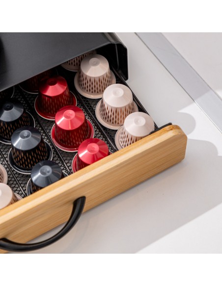 Θήκη Για Κάψουλες Espresso Bamboo εstia Essentials Μεταλλική Συρταρωτή 60 Θέσεων Μαύρη 01-19884