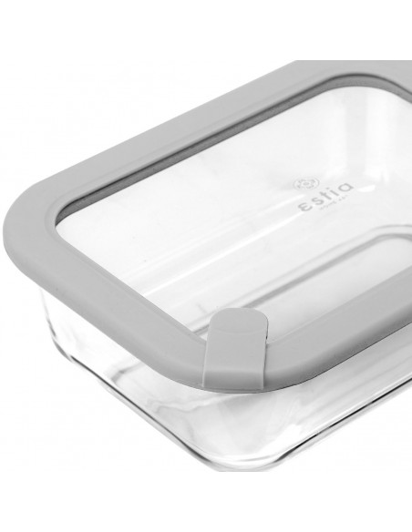 ΦΑΓΗΤΟΔΟΧΕΙΟ COLORSEAL ΓΥΑΛΙΝΟ 1050ml 21.6x16.5x7.4cm ΜΕ ΚΑΠΑΚΙ ΣΙΛΙΚΟΝΗΣ ΓΚΡΙ 01-26424 ESTIA