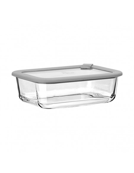 ΦΑΓΗΤΟΔΟΧΕΙΟ COLORSEAL ΓΥΑΛΙΝΟ 1050ml 21.6x16.5x7.4cm ΜΕ ΚΑΠΑΚΙ ΣΙΛΙΚΟΝΗΣ ΓΚΡΙ 01-26424 ESTIA