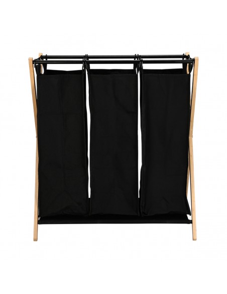 Καλάθι Απλύτων Bamboo Essentials 102lt 3 Θέσεων 68x40x76cm Μαύρο εstia 02-26967