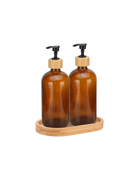 ΑΝΤΛΙΕΣ ΣΑΠΟΥΝΙΟΥ BAMBOO ESSENTIALS ΓΥΑΛΙΝΕΣ 500ml ΣΕΤ 3 ΤΕΜ. ΜΕ ΔΙΣΚΟ ΒΑΜΒΟΟ 02-28800 ESTIA