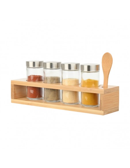 ΔΟΧΕΙΑ ΜΠΑΧΑΡΙΚΩΝ BAMBOO ESSENTIALS ΓΥΑΛΙΝΑ ΣΕΤ 6 ΤΕΜ ΜΕ ΜΕΤΑΛΛΙΚΟ ΚΑΠΑΚΙ & ΒΑΣΗ BAMBOO ΜΕ ΚΟΥΤΑΛΙ 01-28763 ESTIA