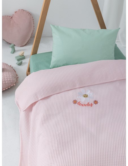 Κουβέρτα Πικέ Κούνιας 100x150 Palamaiki Candy/2 Pink