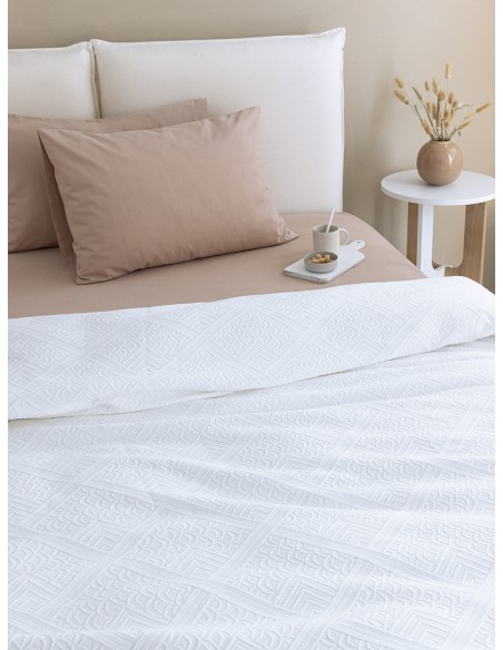 Κουβέρτα Πικέ Γίγας 250x260 Palamaiki Carla White