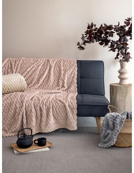 Κουβέρτα Fleece Μονή 160x220 Palamaiki Aster Beige