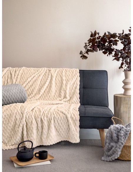 Κουβέρτα Fleece Μονή 160x220 Palamaiki Aster Creme