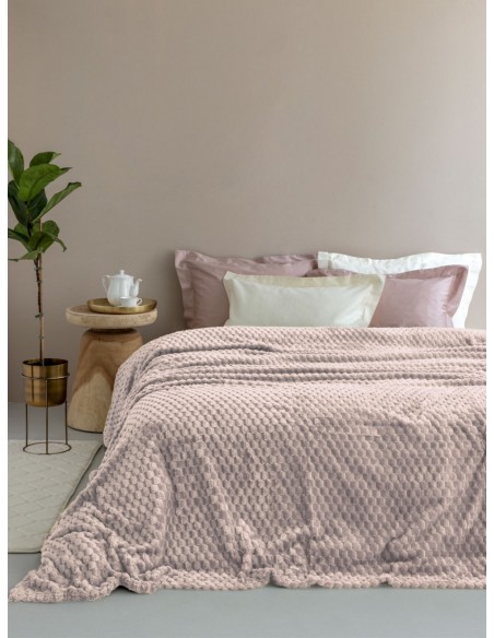 Κουβέρτα Fleece Υπέρδιπλη 220x240 Palamaiki Aster Beige