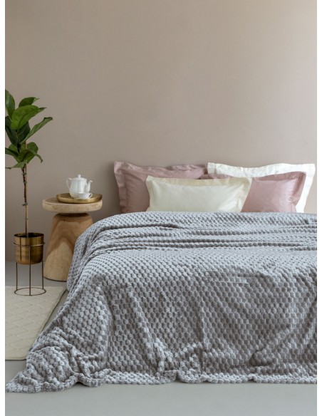 Κουβέρτα Fleece Υπέρδιπλη 220x240 Palamaiki Aster Grey