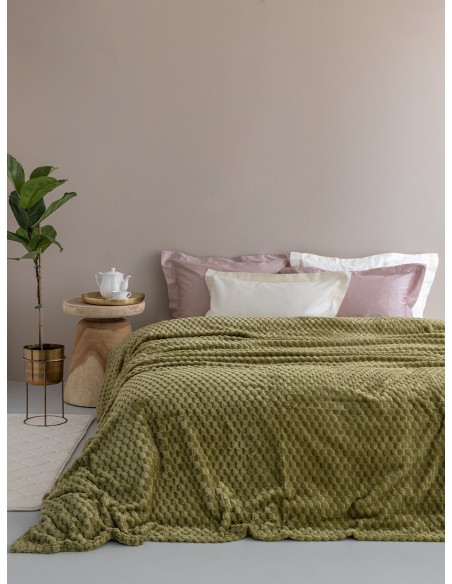 Κουβέρτα Fleece Υπέρδιπλη 220x240 Palamaiki Aster Green