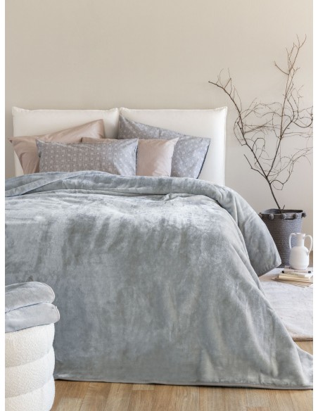 Κουβέρτα Βελουτέ Μονή 160x220 Palamaiki Dream Velour/3 Ash