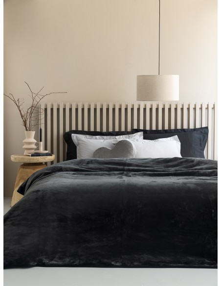 Κουβέρτα Βελουτέ Υπέρδιπλη 220x240 Palamaiki Fani Black