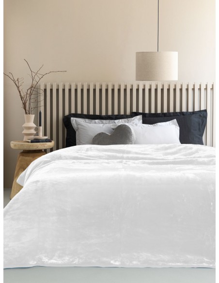 Κουβέρτα Βελουτέ Υπέρδιπλη 220x240 Palamaiki Fani Off White