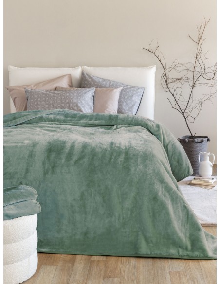 Κουβέρτα Βελουτέ 220x240 DREAM VELOUR/3 OLIVE Palamaiki