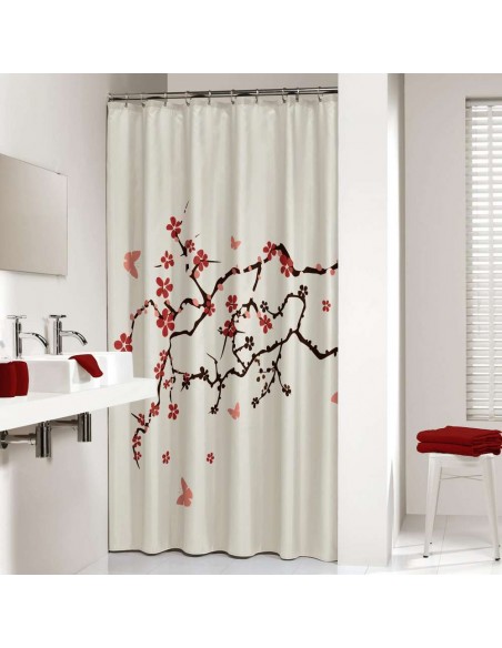 Κουρτίνα μπάνιου υφασμάτινη Blossom 180x200 red Sealskin
