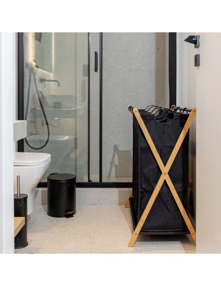 Καλάθι Απλύτων Bamboo Essentials 102lt 3 Θέσεων 68x40x76cm Μαύρο εstia 02-26967