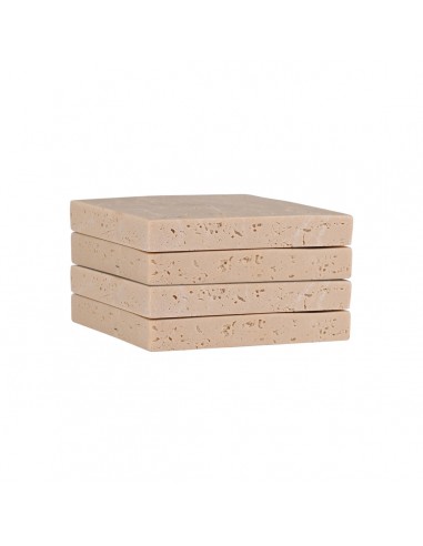 Σουβέρ ΜΕ ΟΨΗ TRAVERTINE 10x10cm ΣΕΤ 4ΤΕΜ. εstia