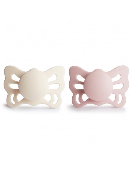Σετ 2 Ανατομικές Πιπίλες Σιλικόνης FRIGG Butterfly Cream/Blush 0-6 Μηνών
