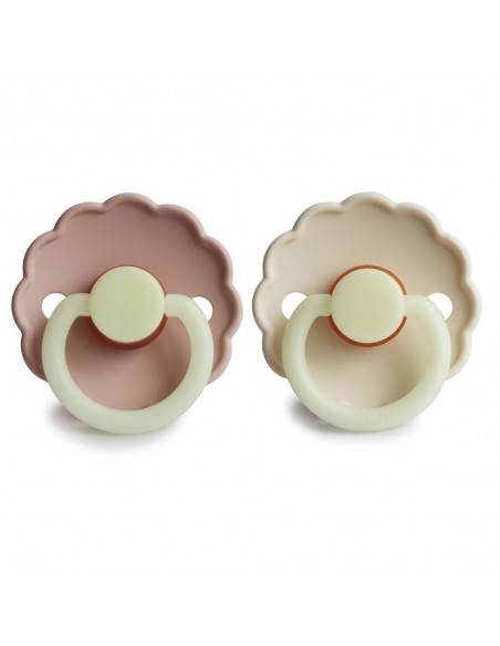 Σετ 2 Πιπίλες Latex Νυκτός FRIGG Daisy Blush/Cream 6-18 Μηνών