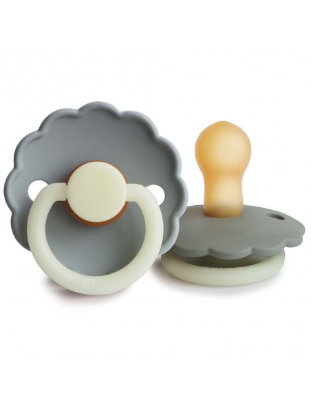 Σετ 2 Πιπίλες Latex Νυκτός FRIGG Daisy French Gray/Portobello 0-6 Μηνών