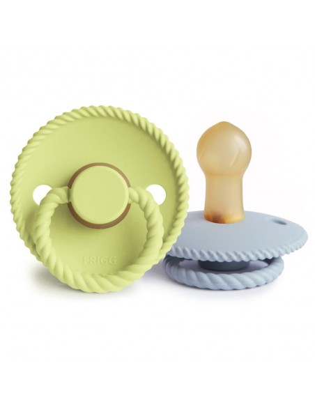 Σετ 2 Πιπίλες Latex FRIGG Rope Green Tea/Powder Blue 0-6 Μηνών