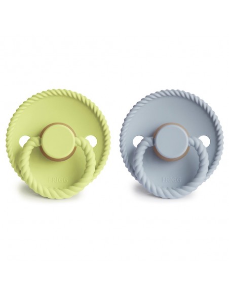 Σετ 2 Πιπίλες Latex FRIGG Rope Green Tea/Powder Blue 0-6 Μηνών