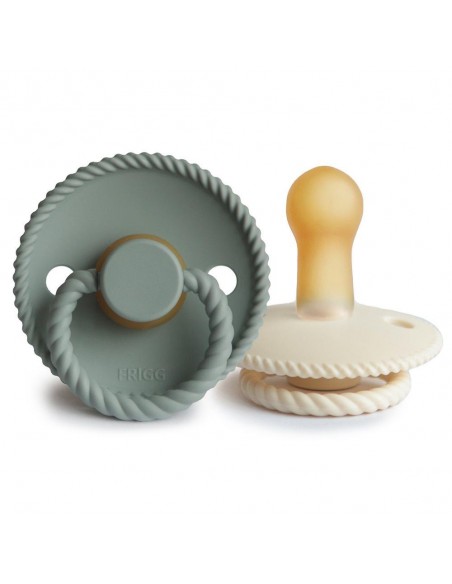 Σετ 2 Πιπίλες Latex FRIGG Rope Cream/Sage 6-18 Μηνών