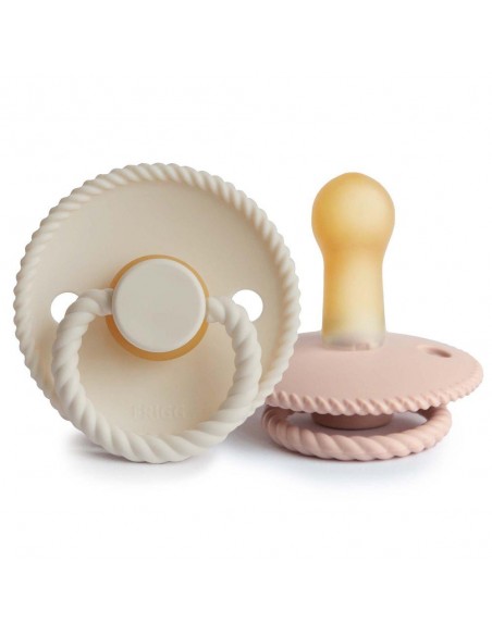 Σετ 2 Πιπίλες Latex FRIGG Rope Blush/Cream 6-18 Μηνών