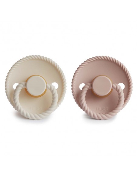Σετ 2 Πιπίλες Latex FRIGG Rope Blush/Cream 6-18 Μηνών
