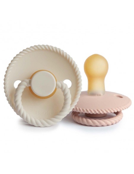 Σετ 2 Πιπίλες Latex FRIGG Rope Blush/Cream 0-6 Μηνών