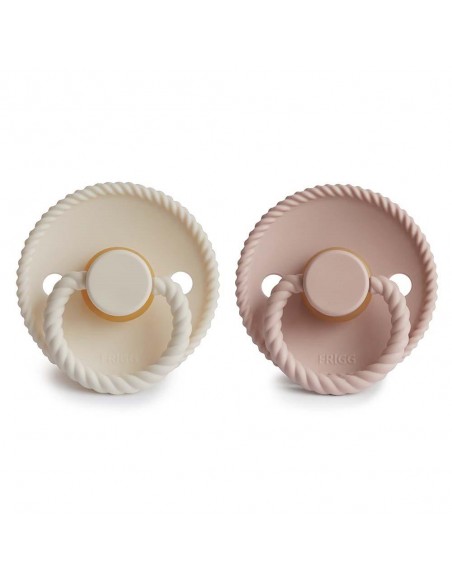 Σετ 2 Πιπίλες Latex FRIGG Rope Blush/Cream 0-6 Μηνών