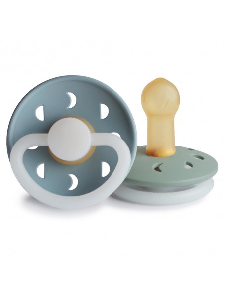 Σετ 2 Πιπίλες Latex Νυκτός FRIGG Moon Phase Stone Blue/Sage 6-18 Μηνών