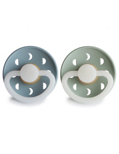 Σετ 2 Πιπίλες Latex Νυκτός FRIGG Moon Phase Stone Blue/Sage 6-18 Μηνών