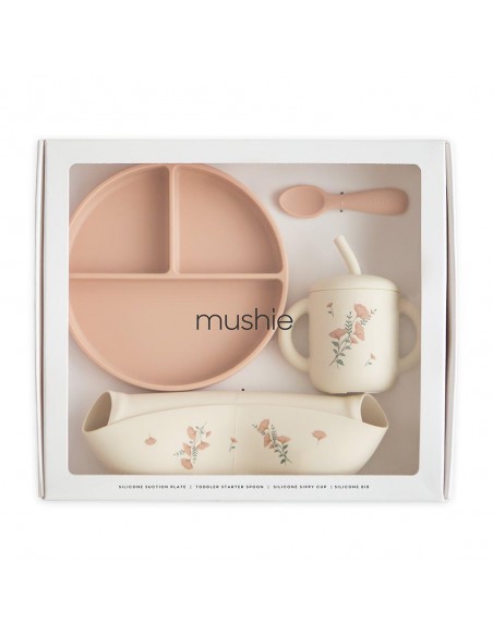 Σετ Δώρου 4 Τεμαχίων Φαγητού Pink Flowers - Mushie