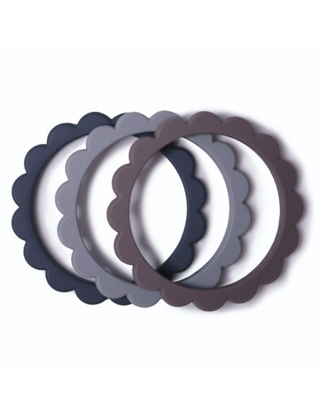 Σετ 3 Βραχιόλια Οδοντοφυΐας - Dove Gray/Steel/Stone - Mushie
