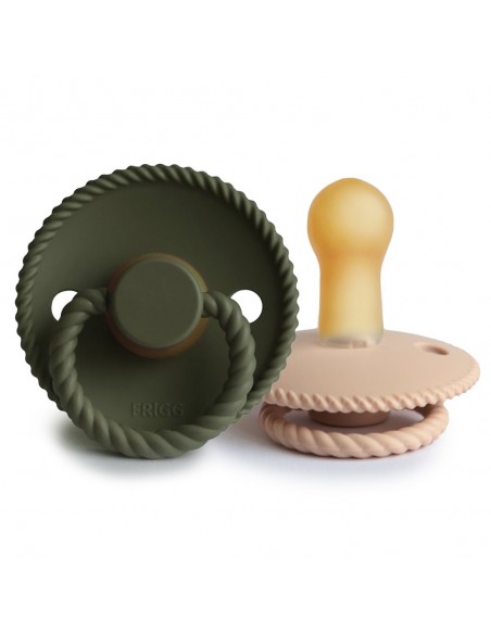 Σετ 2 Πιπίλες Latex FRIGG Rope Croissant/Olive 6-18 Μηνών